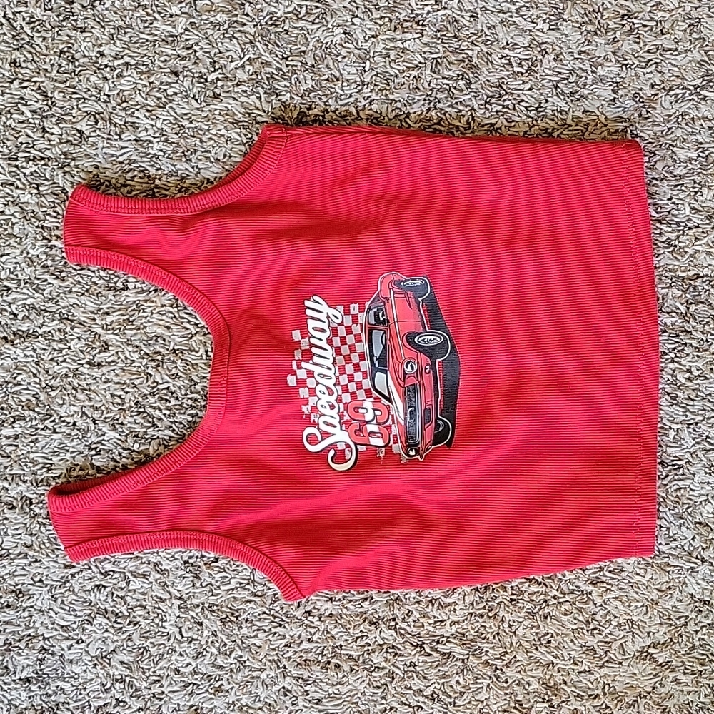Obsessive Love red tank top. Size S fits Size XS.